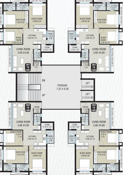 heights Heights Cluster Plan From 3rd To 14th Floor