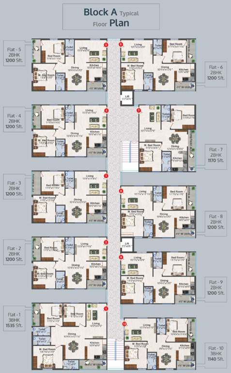  lalitha divine county Block A Cluster Plan from 1st to 5th Floor