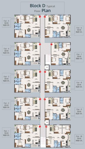  lalitha-divine-county Block D Cluster Plan from 1st to 5th Floor