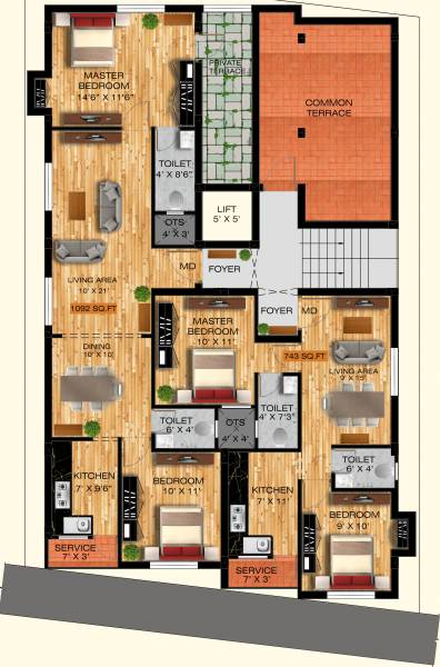 madhav Madhav Cluster Plan For 2nd Floor