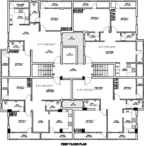 raj-homes Block A And Block B Cluster Plan for 1st Floor