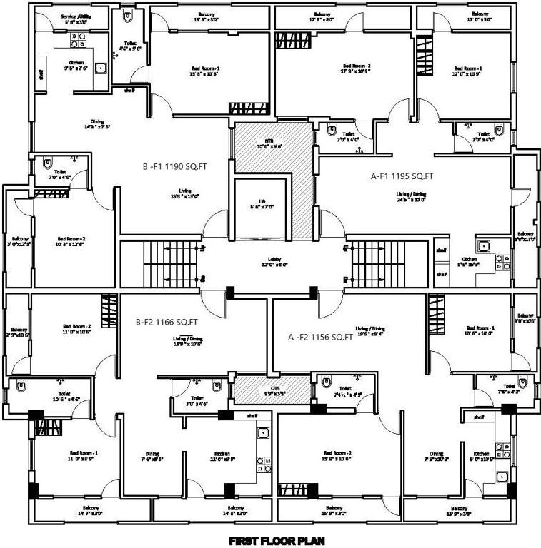  raj homes Block A And Block B Cluster Plan for 1st Floor