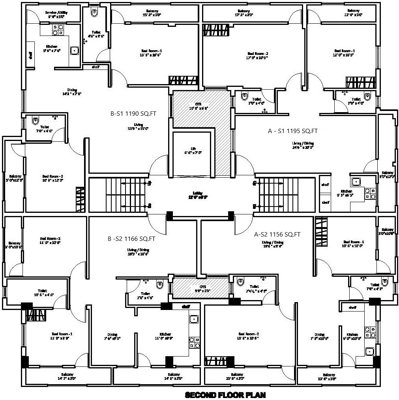  raj-homes Block A And Block B  Cluster Plan for 2nd Floor