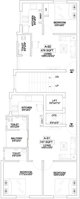  rishikesh phase 2 Block A Cluster Plan For 2nd Floor