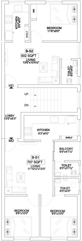  rishikesh phase 2 Block B Cluster Plan For 2nd Floor