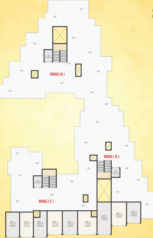  villa Wing A,B,C Cluster Plan For Ground Floor