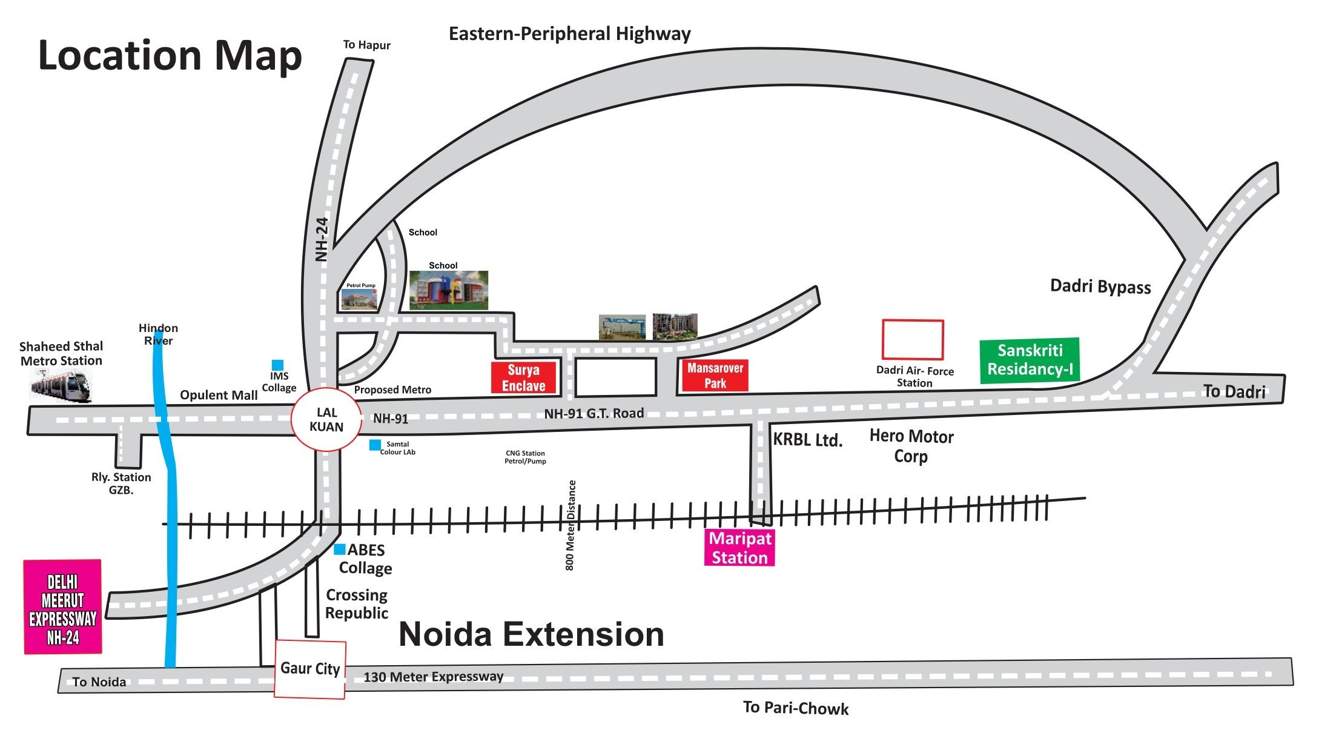 surya villa enclave Location Plan
