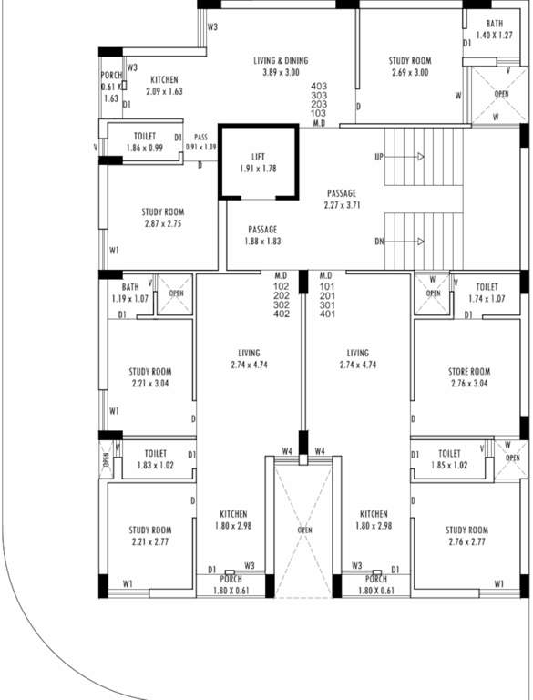  rudray elegance Block A Cluster Plan from 1st to 4th Floor
