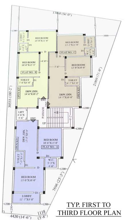  anusha apartment Anusha Apartment Cluster Plan For Typical Floor