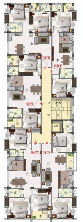  anjali apartment Anjali Apartment Cluster Plan From 1st To 4th Floor