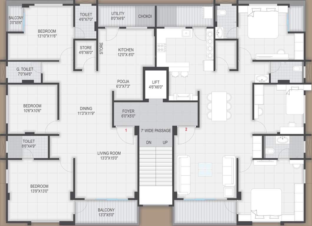  madhav anand jyot Madhav Anand Jyot Cluster Plan From 1st To 5th Floor