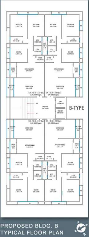  milestone utsav Block B Cluster Plan from 1st to 14th Floor