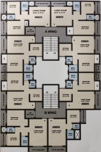  gurukrupa-meet-height A,B Cluster Plan From 1st To 7th Floor