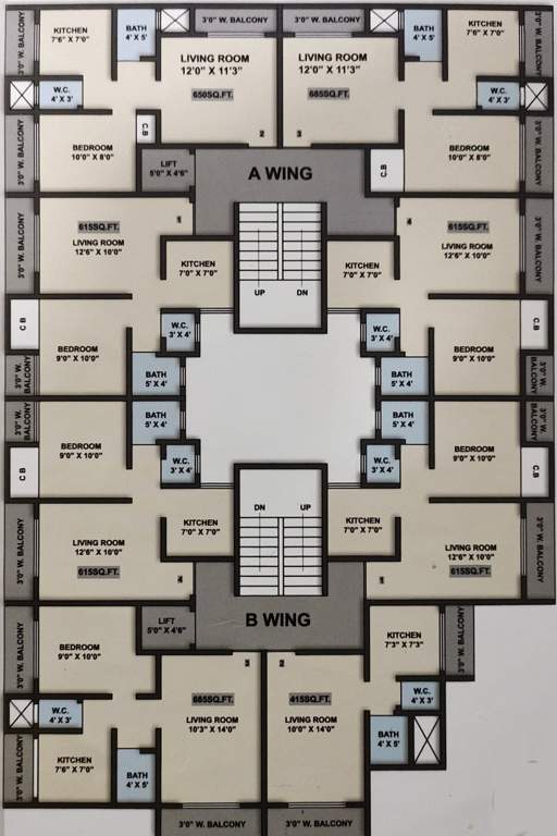  gurukrupa meet height A,B Cluster Plan From 1st To 7th Floor