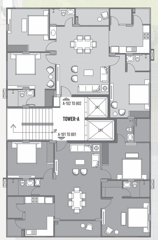  gulmohar Block 1 Cluster Plan from 1st to 8th Floor