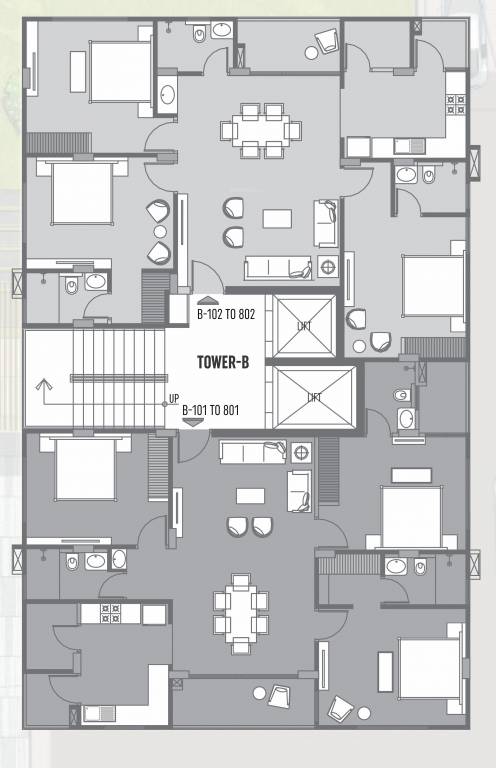  gulmohar Block 2 Cluster Plan from 1st to 8th Floor