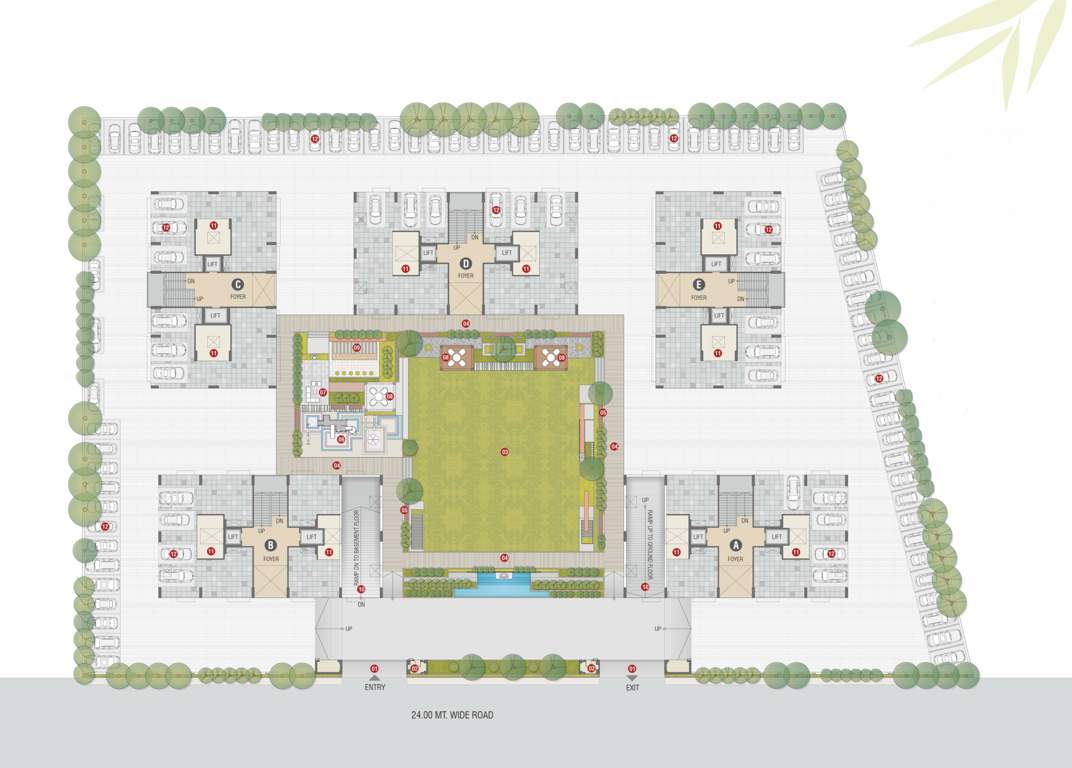 infinity park Block A B C D E Cluster Plan for ground Floor