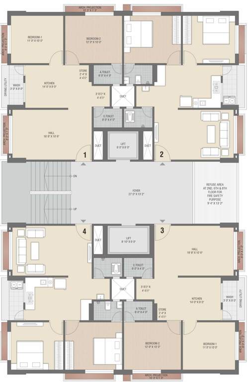 infinity park Block C Cluster Plan from 1st to 12th Floor