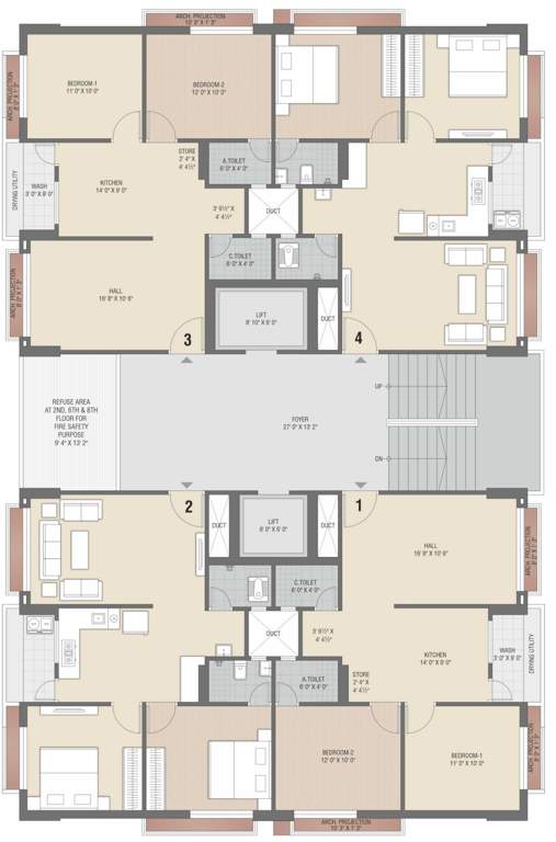 infinity park Block E Cluster Plan from 1st to 12th Floor