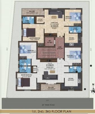  flats Flats Cluster Plan From 1st to 3rd Floor