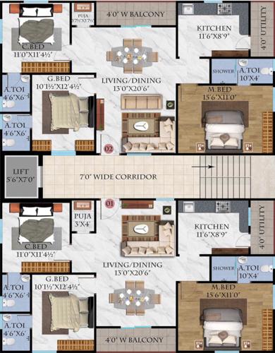  gopala-golukulam Gopala Golukulam Cluster Plan From 1st To 5th Floor