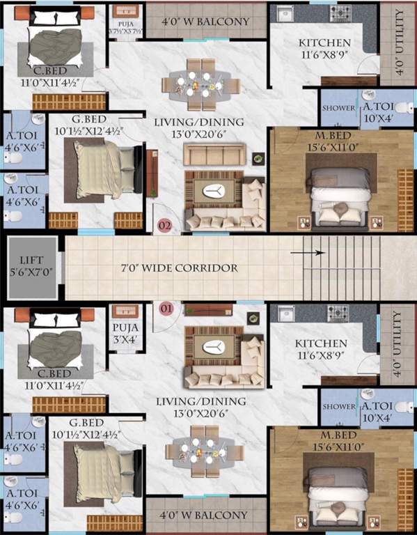  gopala golukulam Gopala Golukulam Cluster Plan From 1st To 5th Floor