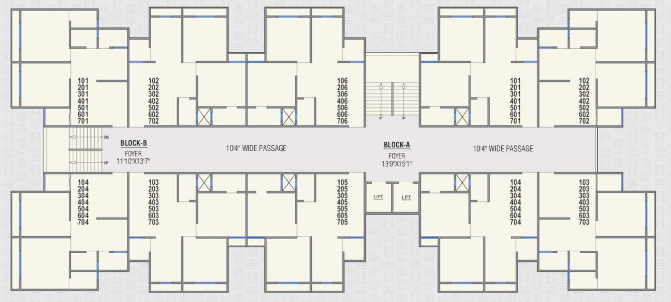  residency Block A and B Cluster Plan from 1st to 6th Floor