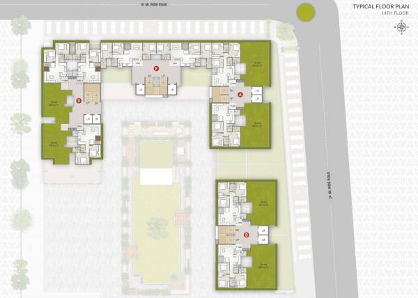  trident-elanzza Block A, Block B, Block D And Block E Cluster Plan for 14th Floor