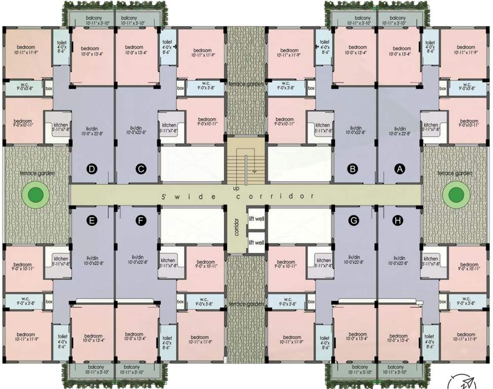  cambridge green Block 1, Block 2 Cluster Plan from 1st to 4th Floor