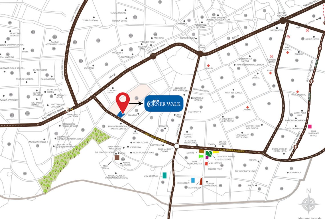  m3m corner walk Location Plan