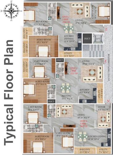  lakshmi-sapphire Charith Lakshmi Sapphire Cluster Plan from 1st to 4th Floor