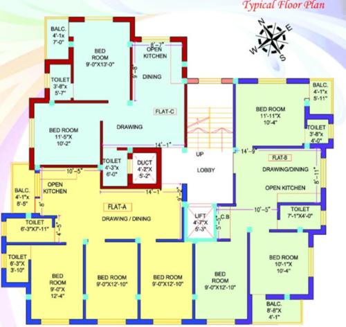 Shrey Apartment Phase 1 Cluster Plan from 1st to 4th Floor apartment-phase-1 Shrey Apartment Phase 1 Cluster Plan from 1st to 4th Floor