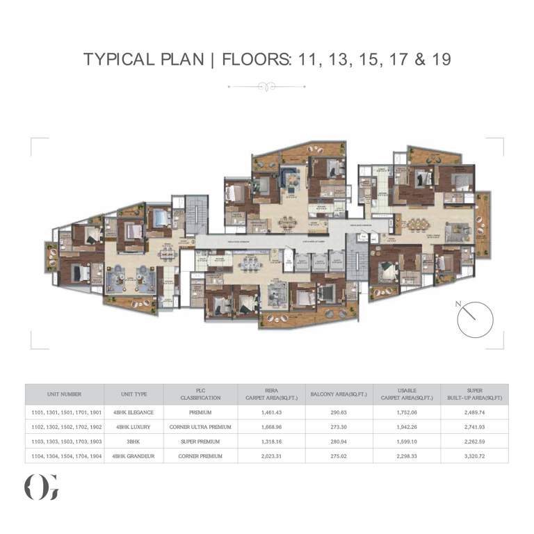  purva orient grand Purva Orient Grand Cluster Plan from 11th to 19th Floor