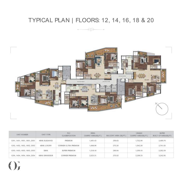  purva orient grand Purva Orient Grand Cluster Plan from 12th to 20th Floor
