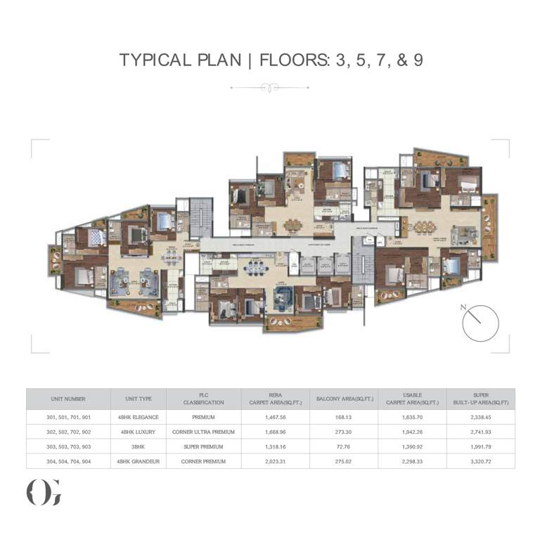  purva orient grand Purva Orient Grand Cluster Plan from 3rd to 9th Floor