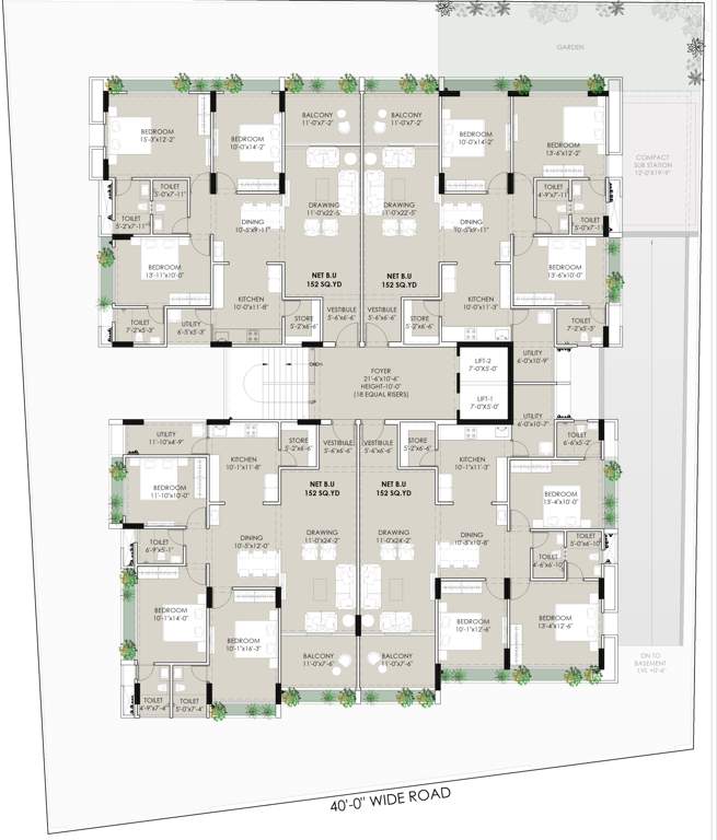  prasthan appartments A Cluster Plan from 1st to 5th Floor