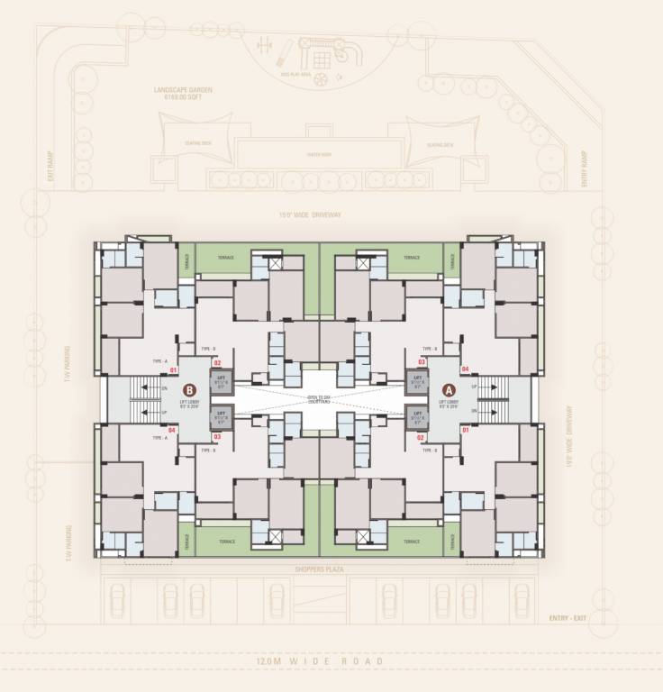  skywalk suyash Block A and B Cluster Plan for 1st Floor