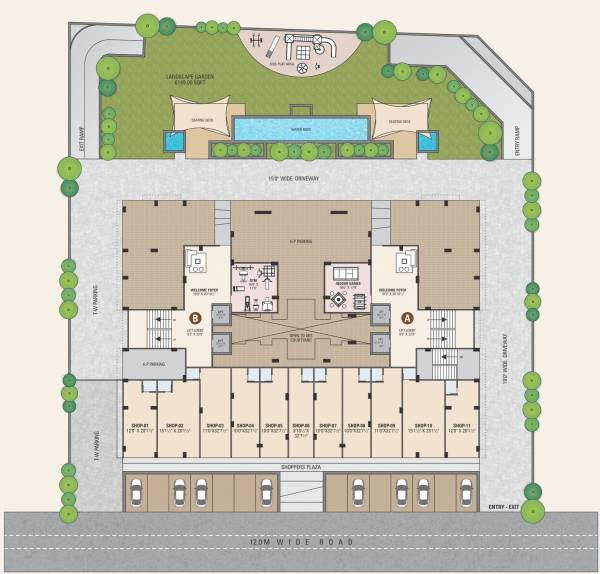  skywalk-suyash Block A and B Cluster Plan for ground Floor
