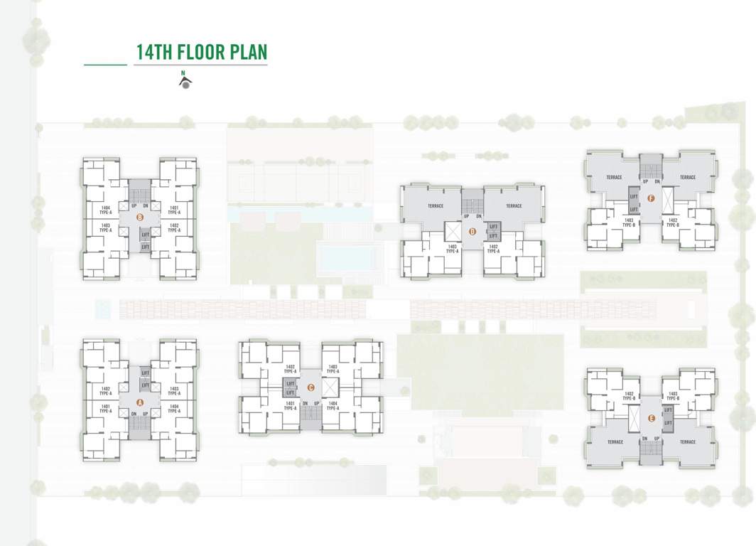  vibrant Block A, Block B, Block C, Block D, Block E And Block F  Cluster Plan for 14th Floor