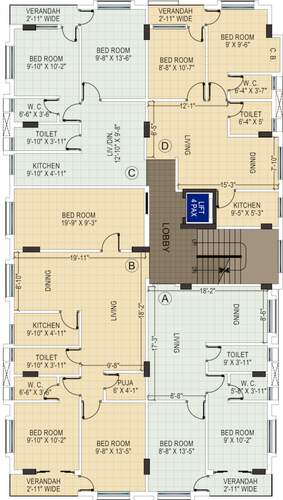  apartment Apartment Cluster Plan From 1st To 5th Floor