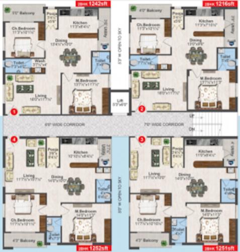  knr-meadows KNR Meadows Cluster Plan For Typical Floor