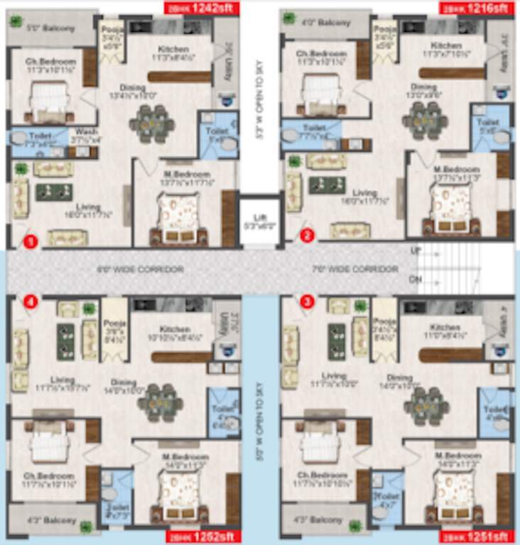  knr meadows KNR Meadows Cluster Plan For Typical Floor
