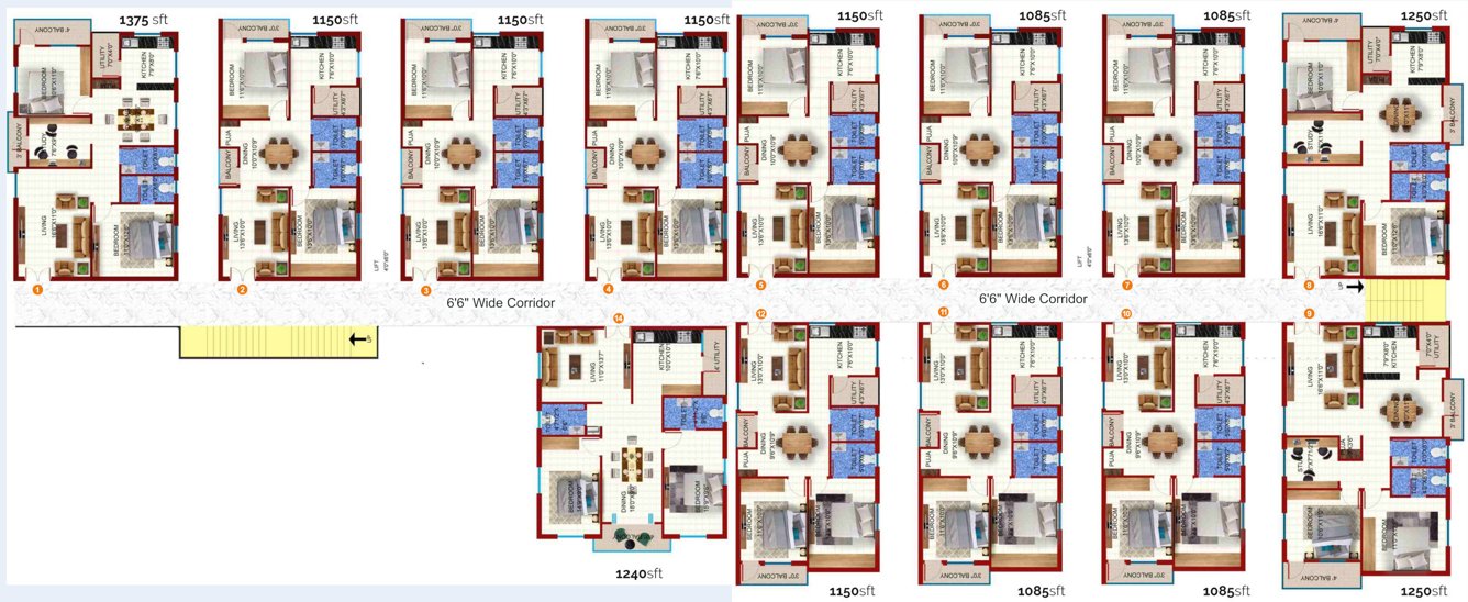  vidhatri Aadyas Vidhatri Cluster Plan from 1st to 5th Floor
