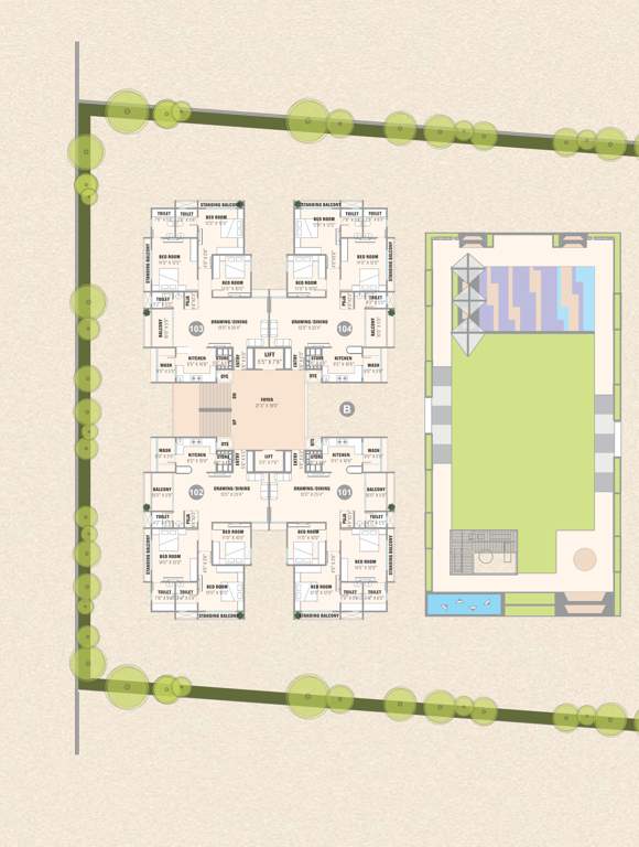  nest residency B Cluster Plan from 1st to 8th Floor