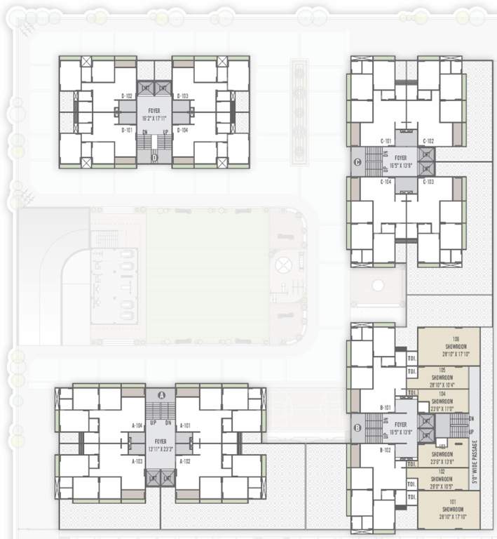  swam sky Block A B C and D Cluster Plan for 1st Floor