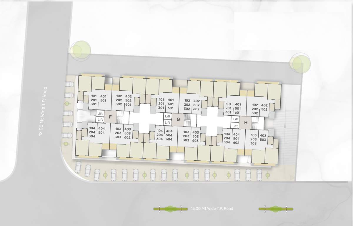 shree siddheshwar highstreet 1 Block F G H Cluster Plan from 1st to 6th Floor