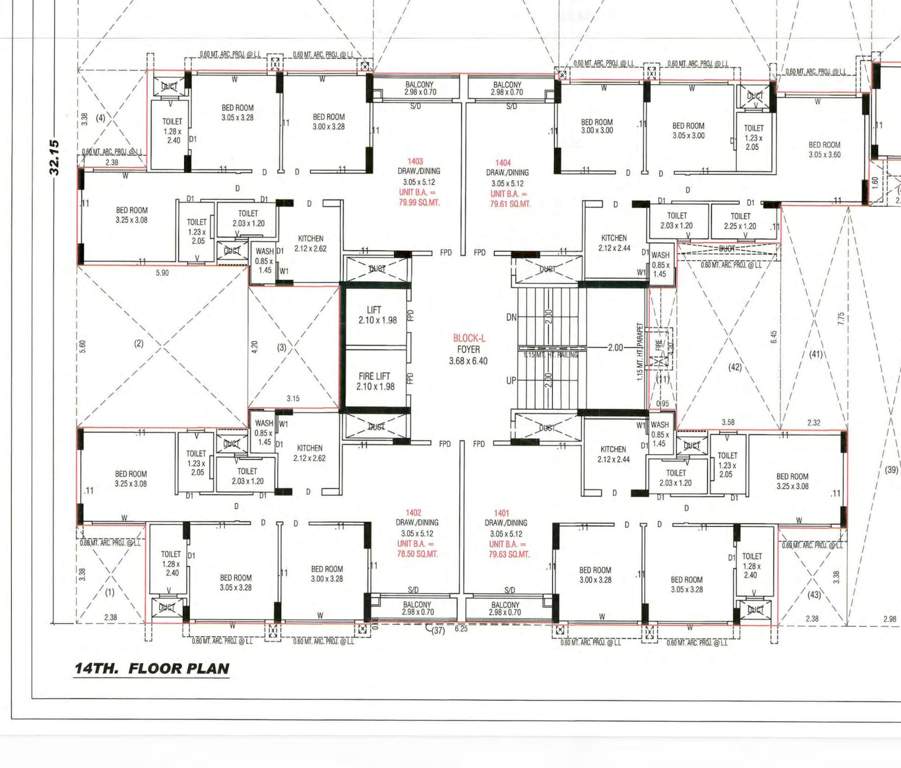  north enclave l block L block Cluster Plan for 14th Floor