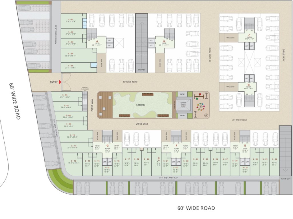  the parkside Block A B C D E F G Cluster Plan for ground Floor