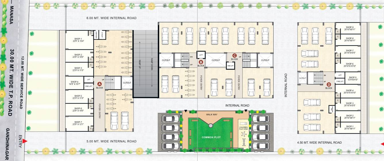 kedar residency Block A B C and D Cluster Plan for ground Floor