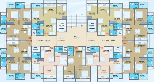 vrajdham-2 Block A  and B Cluster Plan from 2nd to 11th Floor